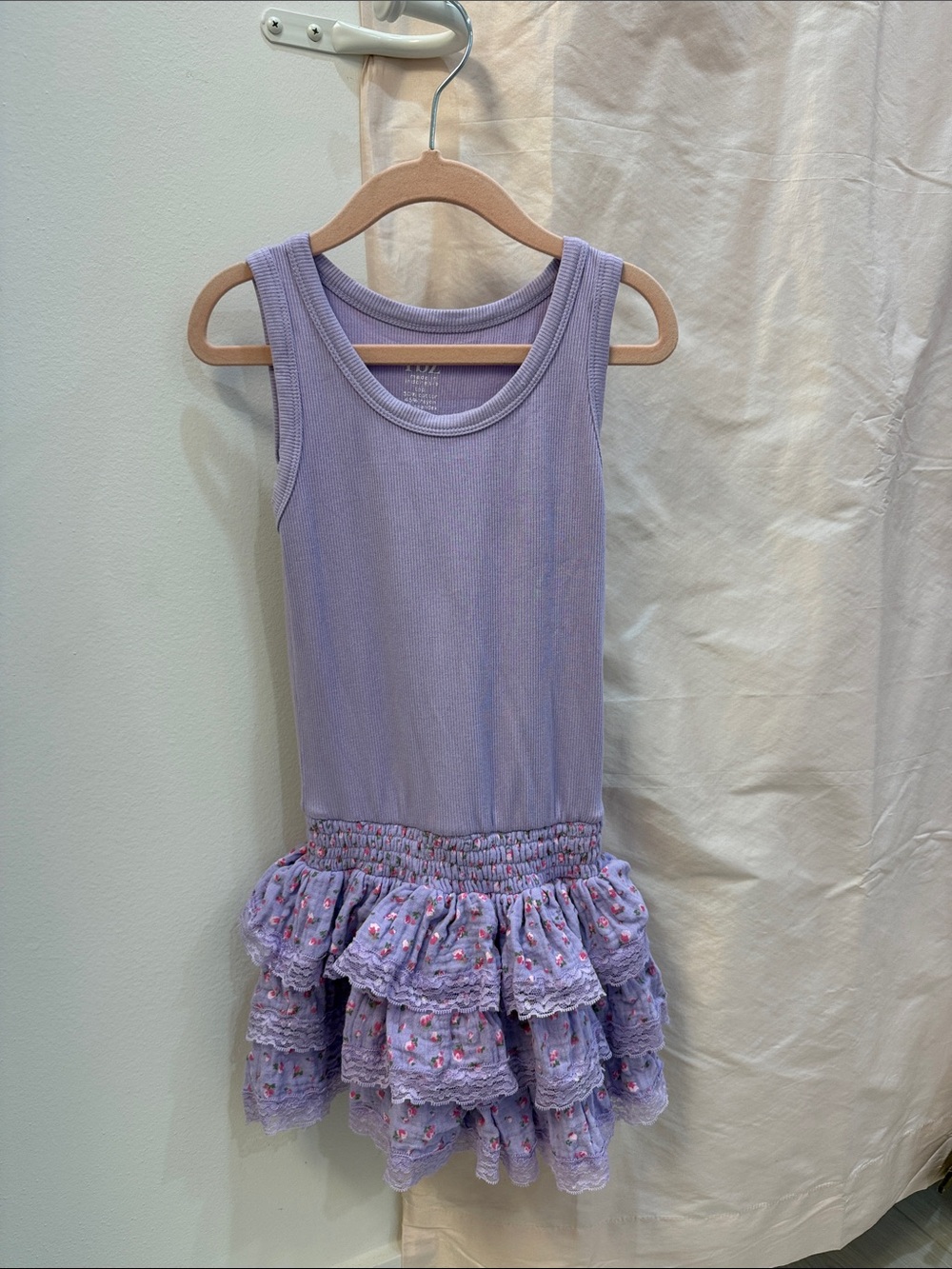 Flowers by Zoe Lavender Tiered Ruffle Tank Dress